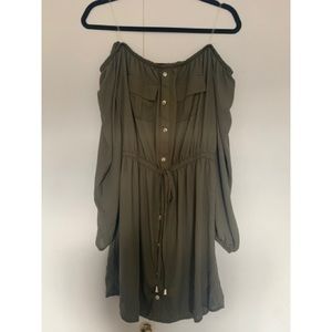 NWT Rue21 strapless olive green dress with buttons